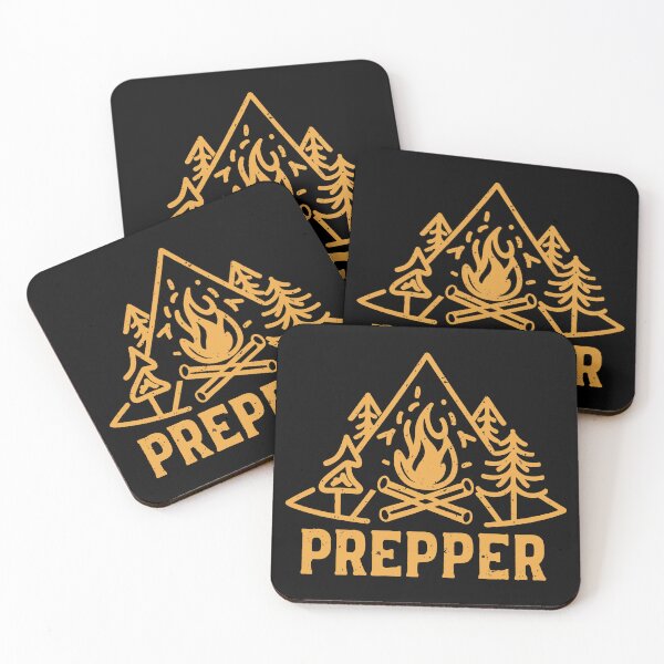 Item preview, Prepper Survival Campfire Wilderness Retro T-Shirt Print designed and sold by Scorpion Creative.