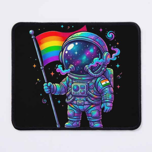Item preview, Astronaut with Pride Flag: Galactic Unity and Diversity Illustration designed and sold by MT-Hub | Cute Aesthetic Art, Stickers & Phone Cases.