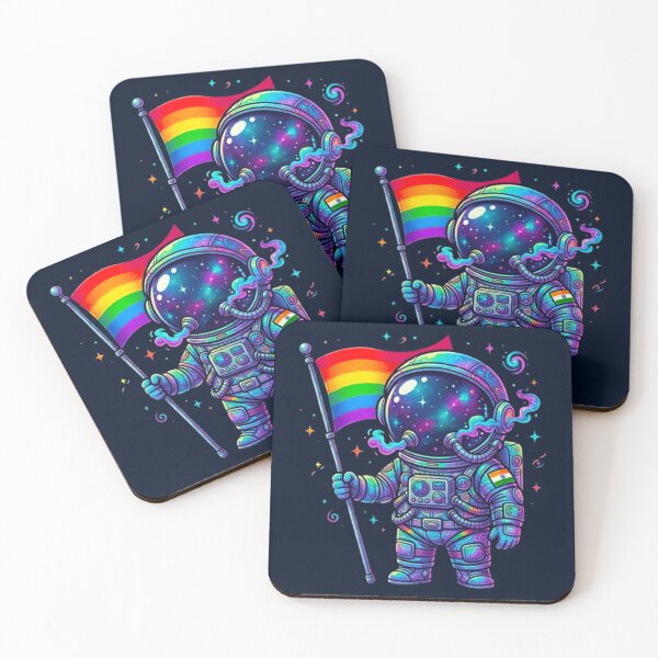 Item preview, Astronaut with Pride Flag: Galactic Unity and Diversity Illustration designed and sold by MT-Hub | Art for Every Soul.