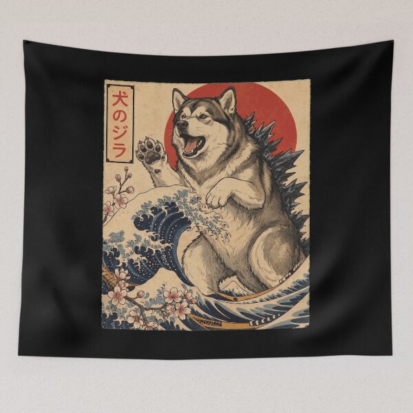 Item preview, Alaskan Malamute Dogzilla Japanese Wave Art Dog Owner designed and sold by TerryConnells.