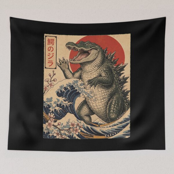 Item preview, Alligatorzilla Japanese Wave Art Animal Alligator Lover designed and sold by TerryConnells.