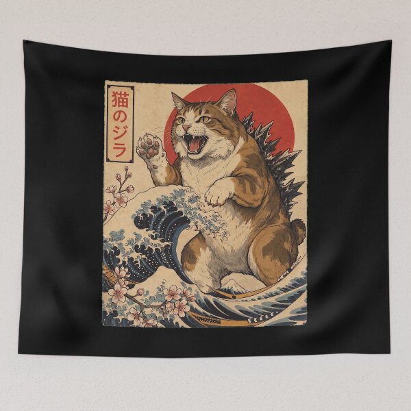 Item preview, American Bobtail Catzilla Japanese Wave Art Cat Owner designed and sold by TerryConnells.
