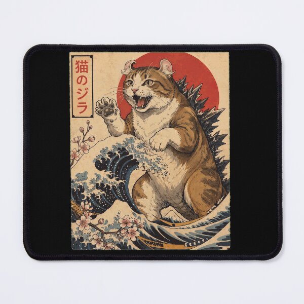 Item preview, American Curl Catzilla Japanese Wave Art Cat Owner designed and sold by TerryConnells.