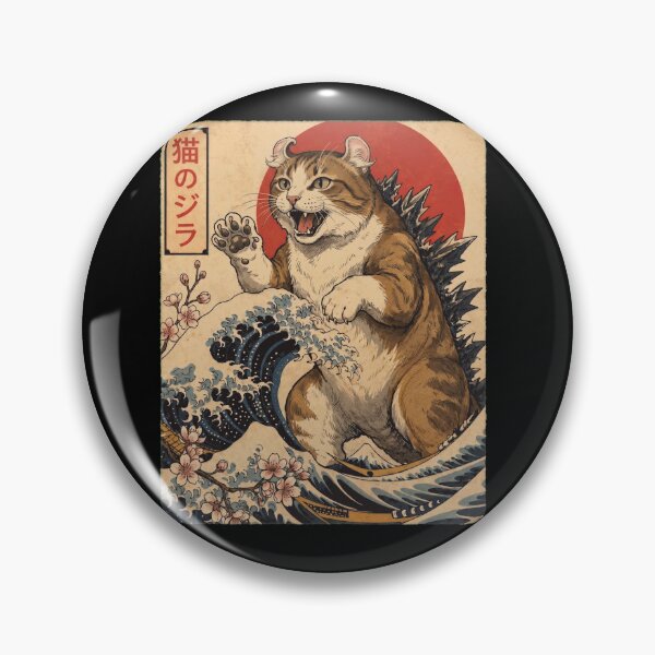 Item preview, American Curl Catzilla Japanese Wave Art Cat Owner designed and sold by TerryConnells.