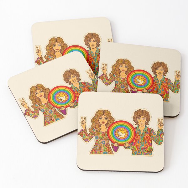 Item preview, Retro Hippie Peace and Love: Vintage Pride Month Rainbow Illustration designed and sold by MT-Hub | Cute Aesthetic Art, Stickers & Phone Cases.