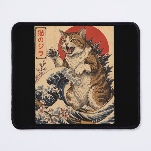 Item preview, American Wirehair Catzilla Japanese Wave Art Cat Owner designed and sold by TerryConnells.