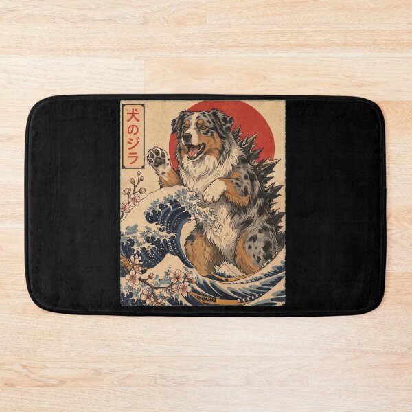 Item preview, Australian Shepherd Dogzilla Japanese Wave Art Dog Owner designed and sold by TerryConnells.