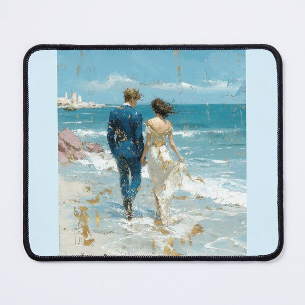 Item preview, Golden Accents Romantic Couple Beach Walk designed and sold by colorful-white.