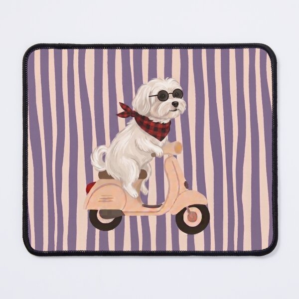 Item preview, Cool Maltese Dog Riding Pink Scooter Art designed and sold by GeoSketchWear.