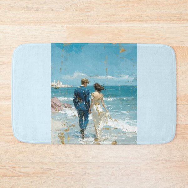 Item preview, Golden Accents Romantic Couple Beach Walk designed and sold by colorful-white.