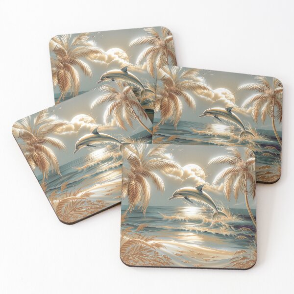 Item preview, Vintage Tropical Dolphin Ocean Sunset designed and sold by MargaretWiktor.