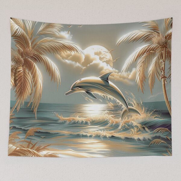 Item preview, Vintage Tropical Dolphin Ocean Sunset designed and sold by MargaretWiktor.