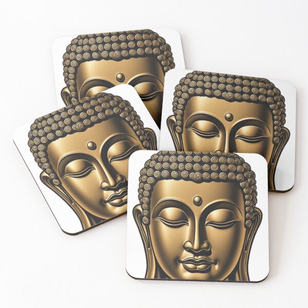 Item preview, Golden Buddha Head Statue | Zen Spiritual Meditation Art designed and sold by Resolution Retro.