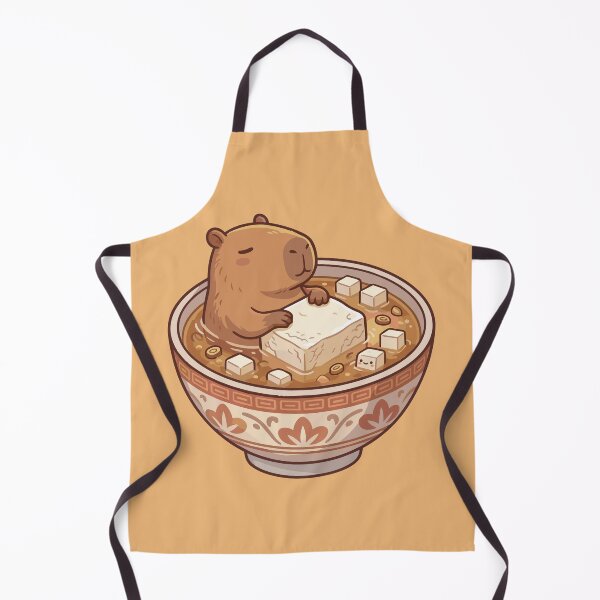 Item preview, Cute Kawaii Capybara Relaxing in a Miso Soup Bowl with Tofu designed and sold by Mochii-studio.