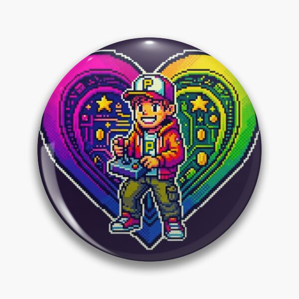 Item preview, Retro Pixel Art Gamer Boy: Pride Heart Edition Illustration designed and sold by MT-Hub | Art for Every Soul.