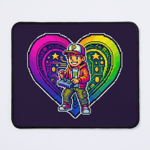 Item preview, Retro Pixel Art Gamer Boy: Pride Heart Edition Illustration designed and sold by MT-Hub | Art for Every Soul.