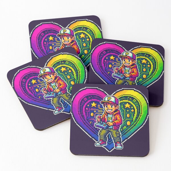 Item preview, Retro Pixel Art Gamer Boy: Pride Heart Edition Illustration designed and sold by MT-Hub | Cute Aesthetic Art, Stickers & Phone Cases.