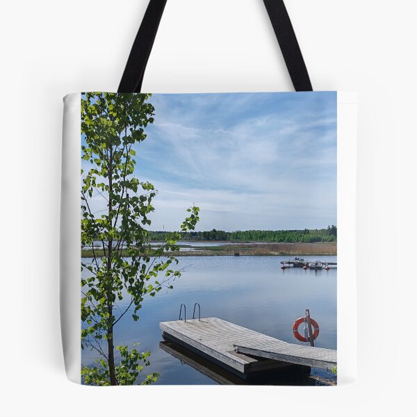 Item preview, Nordic Summer Lake with Wooden Pier and Birch designed and sold by TaJeKoRe.
