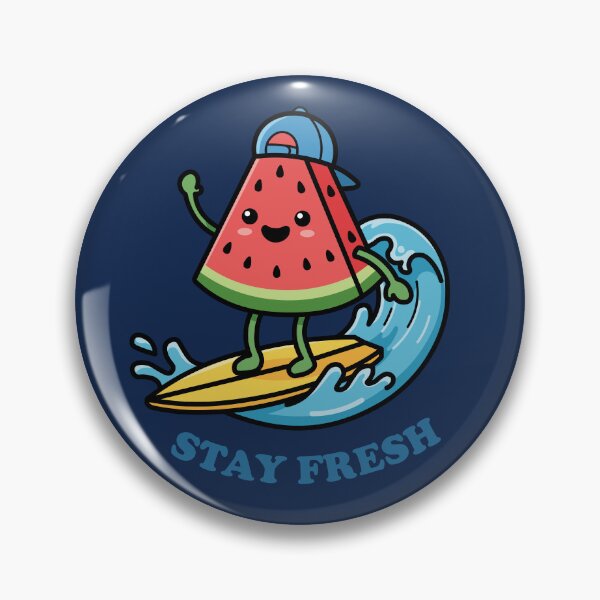 Item preview, Happy Kawaii Watermelon Fruit Surfing on Ocean Wave designed and sold by Mochii-studio.
