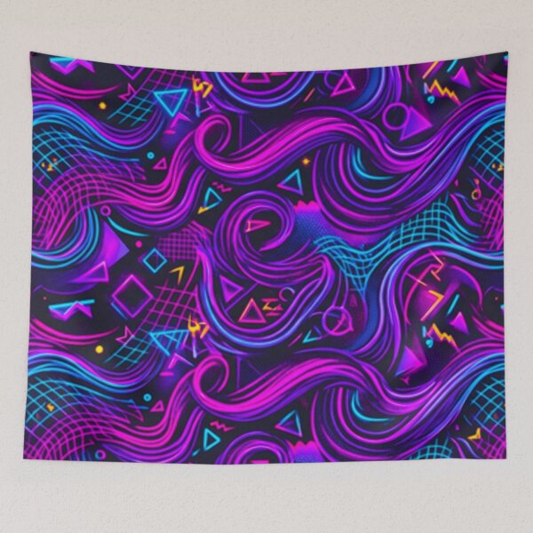 Item preview, Neon Synthwave Seamless Pattern: Retro-Futuristic Pride Waves Illustration designed and sold by MT-Hub | Cute Aesthetic Art, Stickers & Phone Cases.