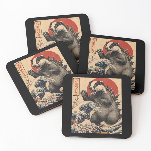 Item preview, Badgerzilla Japanese Wave Art Animal Badger Lover designed and sold by TerryConnells.