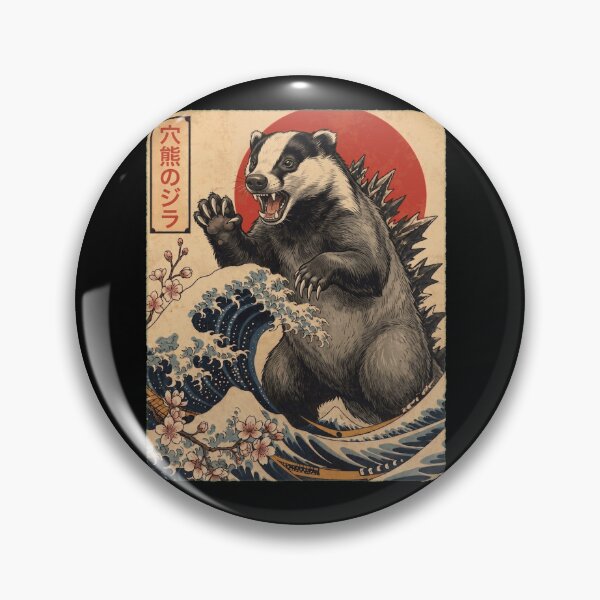 Item preview, Badgerzilla Japanese Wave Art Animal Badger Lover designed and sold by TerryConnells.