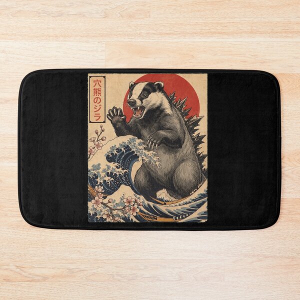 Item preview, Badgerzilla Japanese Wave Art Animal Badger Lover designed and sold by TerryConnells.