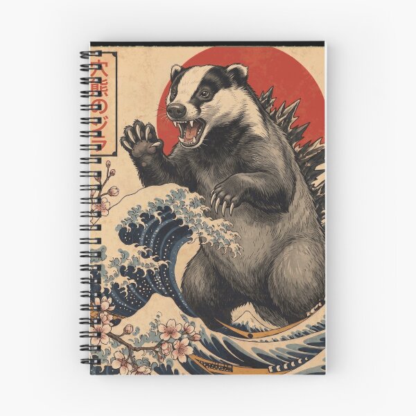 Item preview, Badgerzilla Japanese Wave Art Animal Badger Lover designed and sold by TerryConnells.