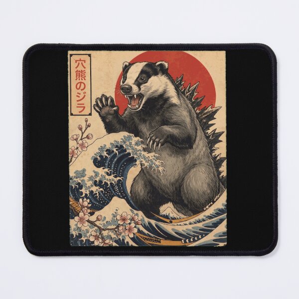 Item preview, Badgerzilla Japanese Wave Art Animal Badger Lover designed and sold by TerryConnells.