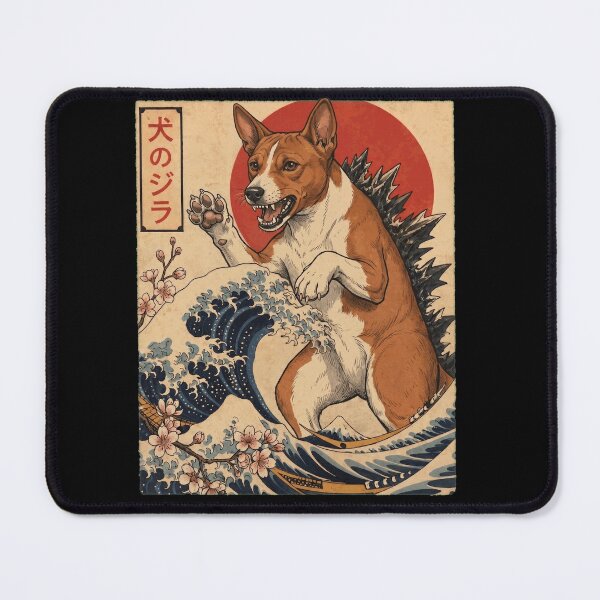 Item preview, Basenji Dogzilla Japanese Wave Art Dog Owner designed and sold by TerryConnells.