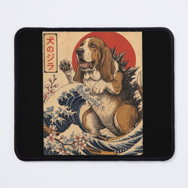 Item preview, Basset Hound Dogzilla Japanese Wave Art Dog Owner designed and sold by TerryConnells.