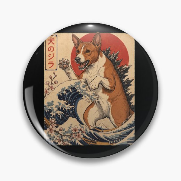 Item preview, Basenji Dogzilla Japanese Wave Art Dog Owner designed and sold by TerryConnells.