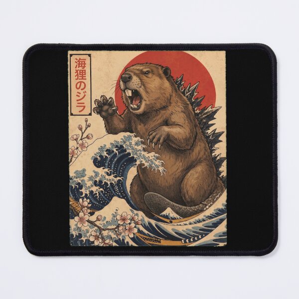 Item preview, Beaverzilla Japanese Wave Art Animal Beaver Lover designed and sold by TerryConnells.