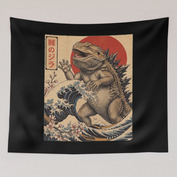 Item preview, Bearded Dragonzilla Japanese Wave Art Animal Bearded Dragon Lover designed and sold by TerryConnells.