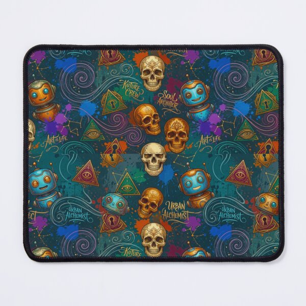 Item preview, Urban Alchemist Pride: Retro-Futuristic Robot and Skull Streetwear Pattern designed and sold by MT-Hub | Cute Aesthetic Art, Stickers & Phone Cases.