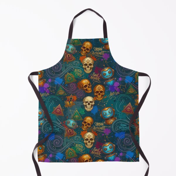 Item preview, Urban Alchemist Pride: Retro-Futuristic Robot and Skull Streetwear Pattern designed and sold by MT-Hub | Art for Every Soul.