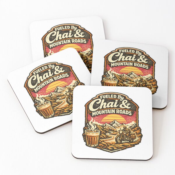 Item preview, Fueled By Chai & Mountain Roads Retro Motorcycle Adventure Design designed and sold by Globalcitytees.