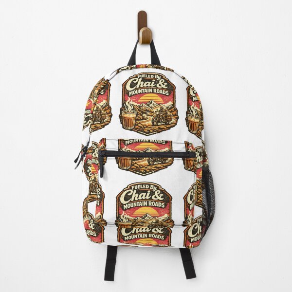Item preview, Fueled By Chai & Mountain Roads Retro Motorcycle Adventure Design designed and sold by Globalcitytees.