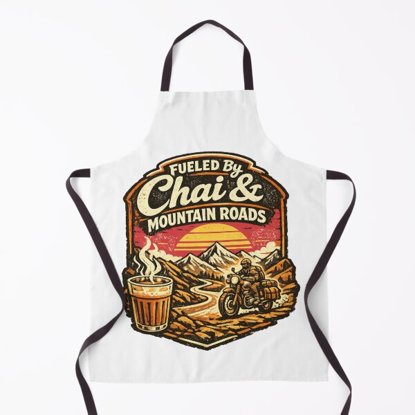 Item preview, Fueled By Chai & Mountain Roads Retro Motorcycle Adventure Design designed and sold by Globalcitytees.