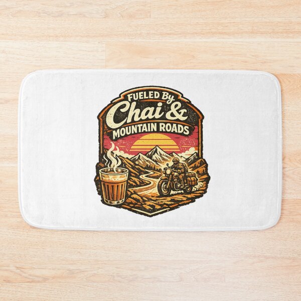 Item preview, Fueled By Chai & Mountain Roads Retro Motorcycle Adventure Design designed and sold by Globalcitytees.