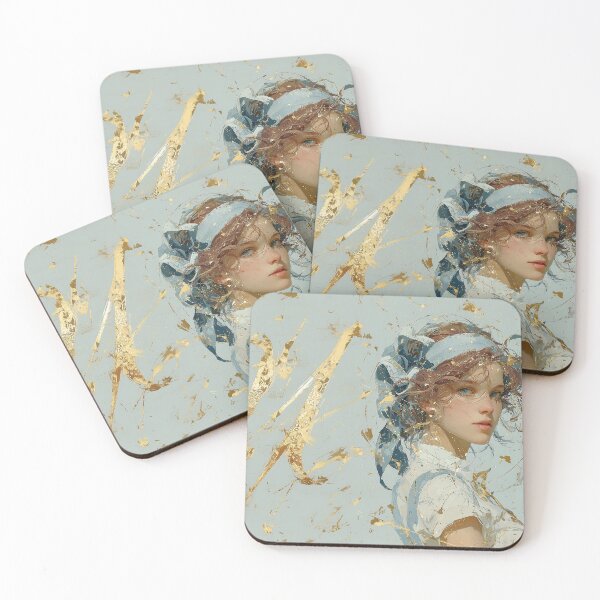 Item preview, Vintage Elegant Portrait with Golden Splatters designed and sold by colorful-white.