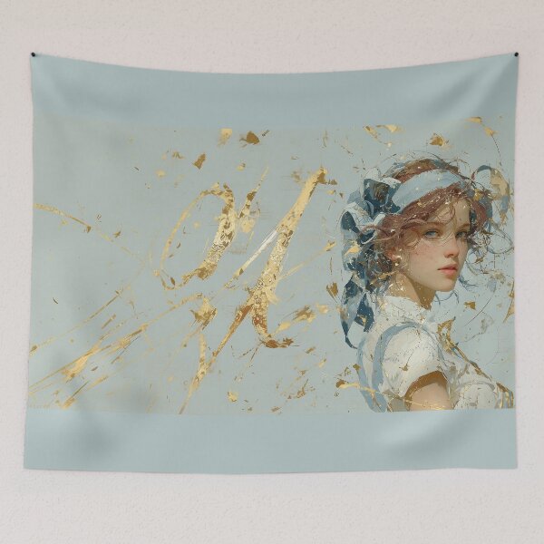 Item preview, Vintage Elegant Portrait with Golden Splatters designed and sold by colorful-white.