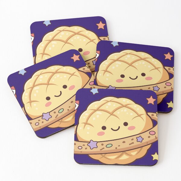 Item preview, Happy Kawaii Melon Pan Planet with Cute Space Rings designed and sold by Mochii-studio.