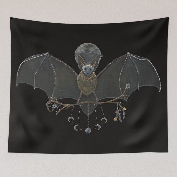 Item preview, Shamanic Bat Spirit Animal Full Moon Gothic Art designed and sold by GalaxyGoals.