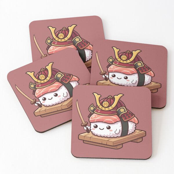 Item preview, Cute Kawaii Sushi Samurai Nigiri with Shogun Helmet and Sword designed and sold by Mochii-studio.