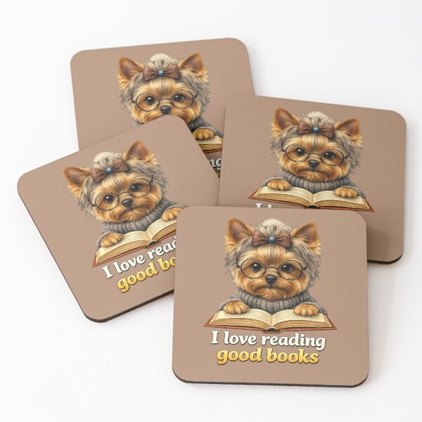 Item preview, I Love Reading Good Books – Yorkie Reading Art designed and sold by Yorkie Magic Studio .