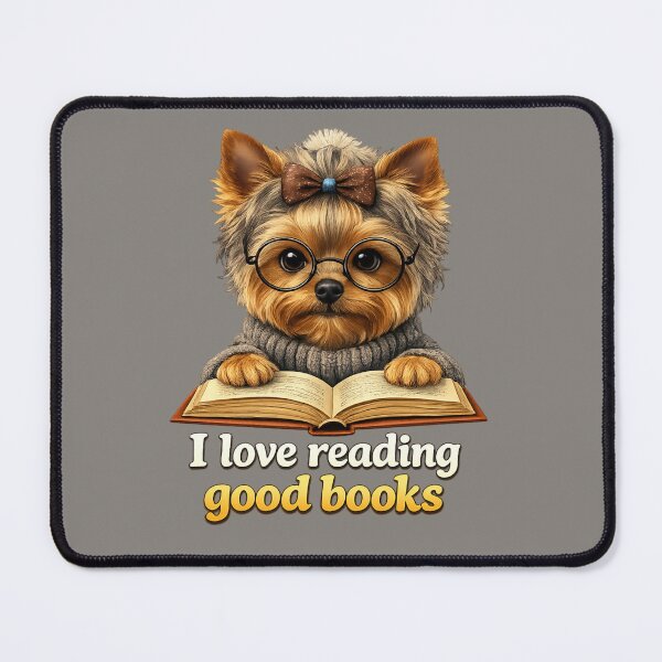Item preview, I Love Reading Good Books – Yorkie Reading Art designed and sold by Yorkie Magic Studio .