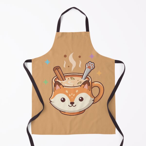 Item preview, Cute Kawaii Fox Mug with Hot Cinnamon Tea and Paw Spoon designed and sold by Mochii-studio.