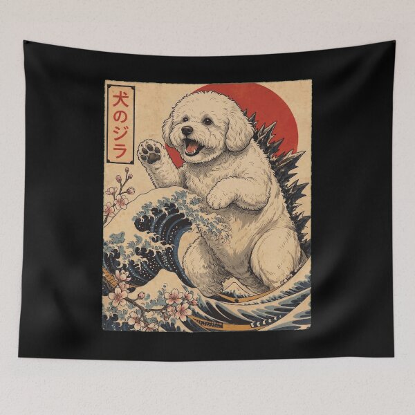 Item preview, Bichon Frise Dogzilla Japanese Wave Art Dog Owner designed and sold by TerryConnells.