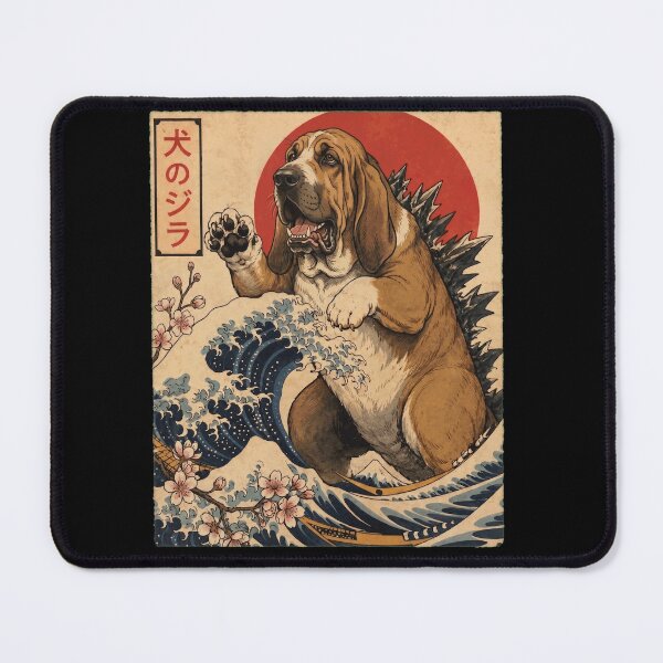Item preview, Bloodhound Dogzilla Japanese Wave Art Dog Owner designed and sold by TerryConnells.